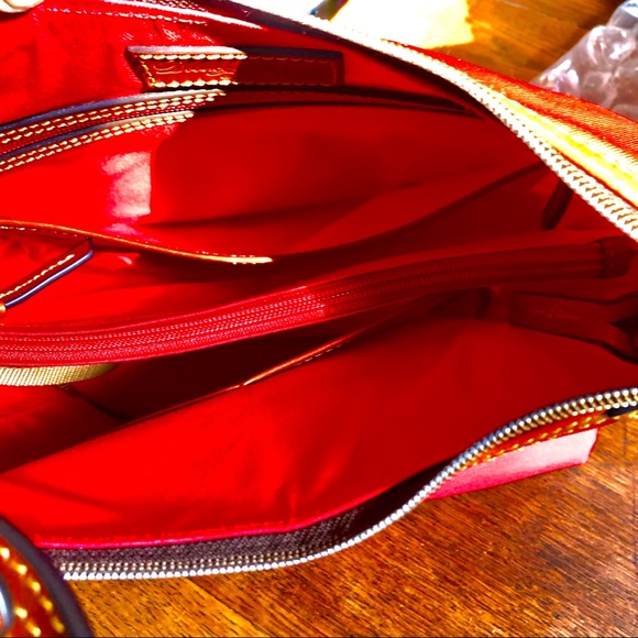 Dooney & Bourke Red Canvas Hobo Shoulder Bag - Picture 6 of 15